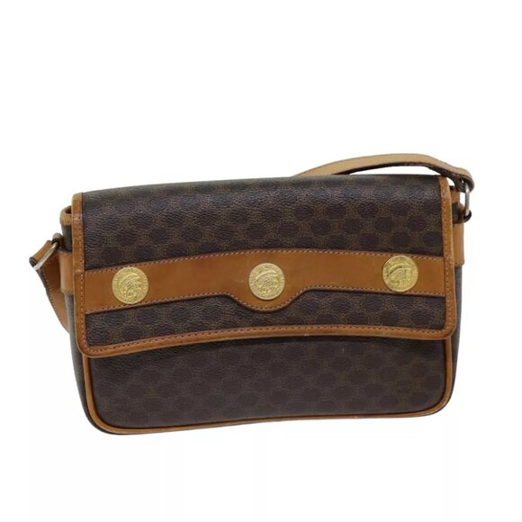 CELINE Macadam Canvas Shoulder Bag PVC Brown - Picture 2 of 16